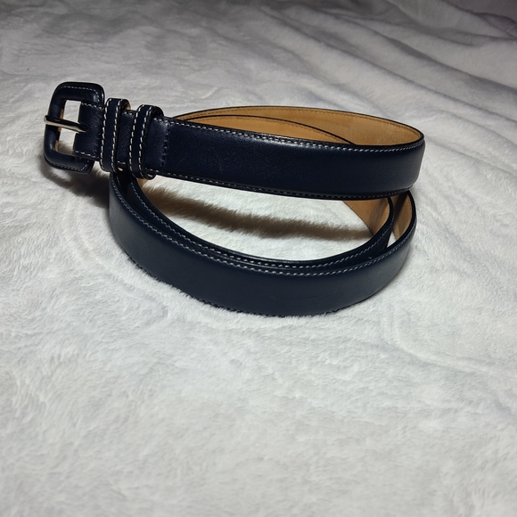 Genuino Leather Made In Italy Talbots Navy Leather Belt - Picture 2 of 6